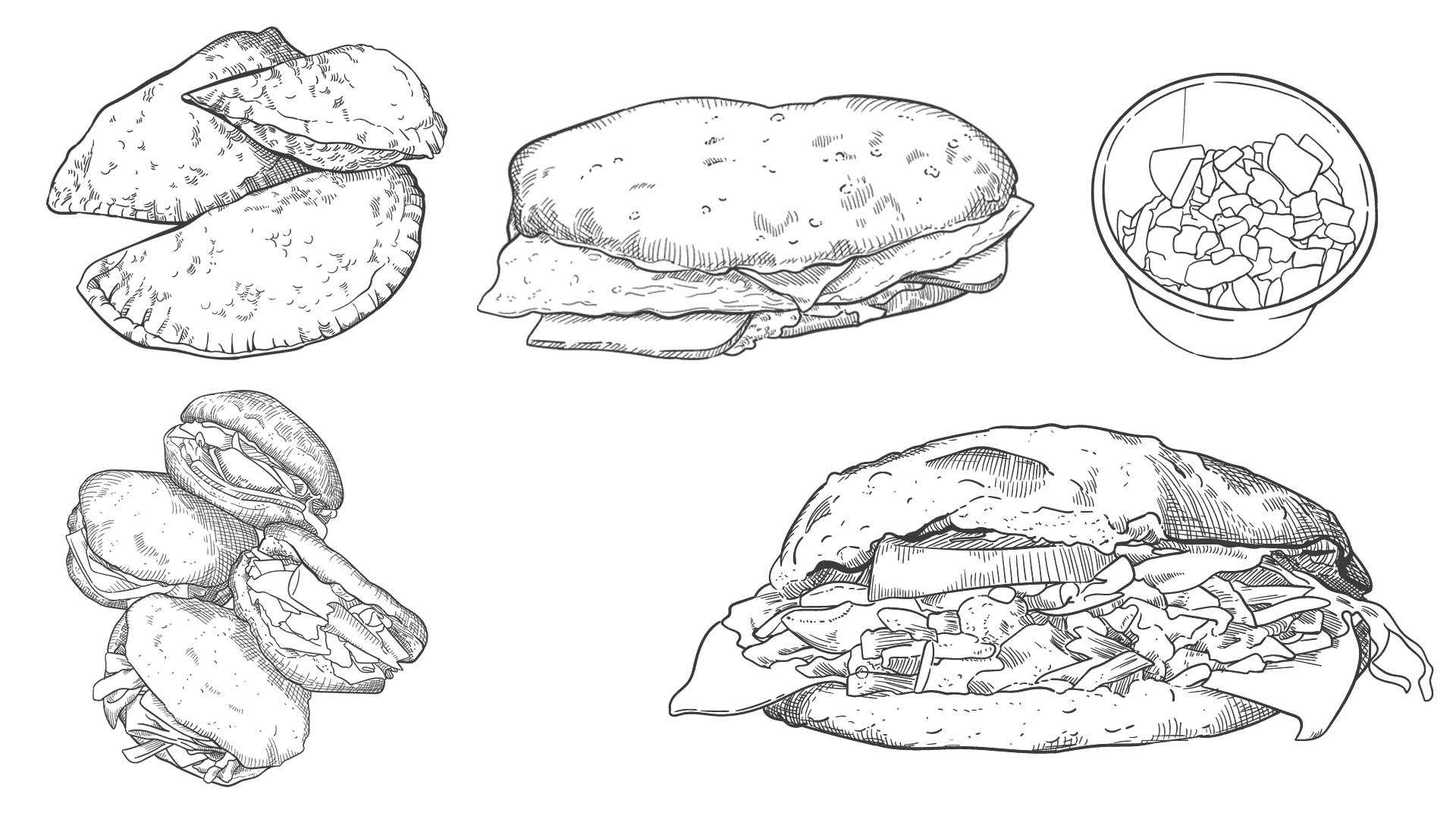 Hand-drawn illustration of a stuffed Puerto Rican domplín